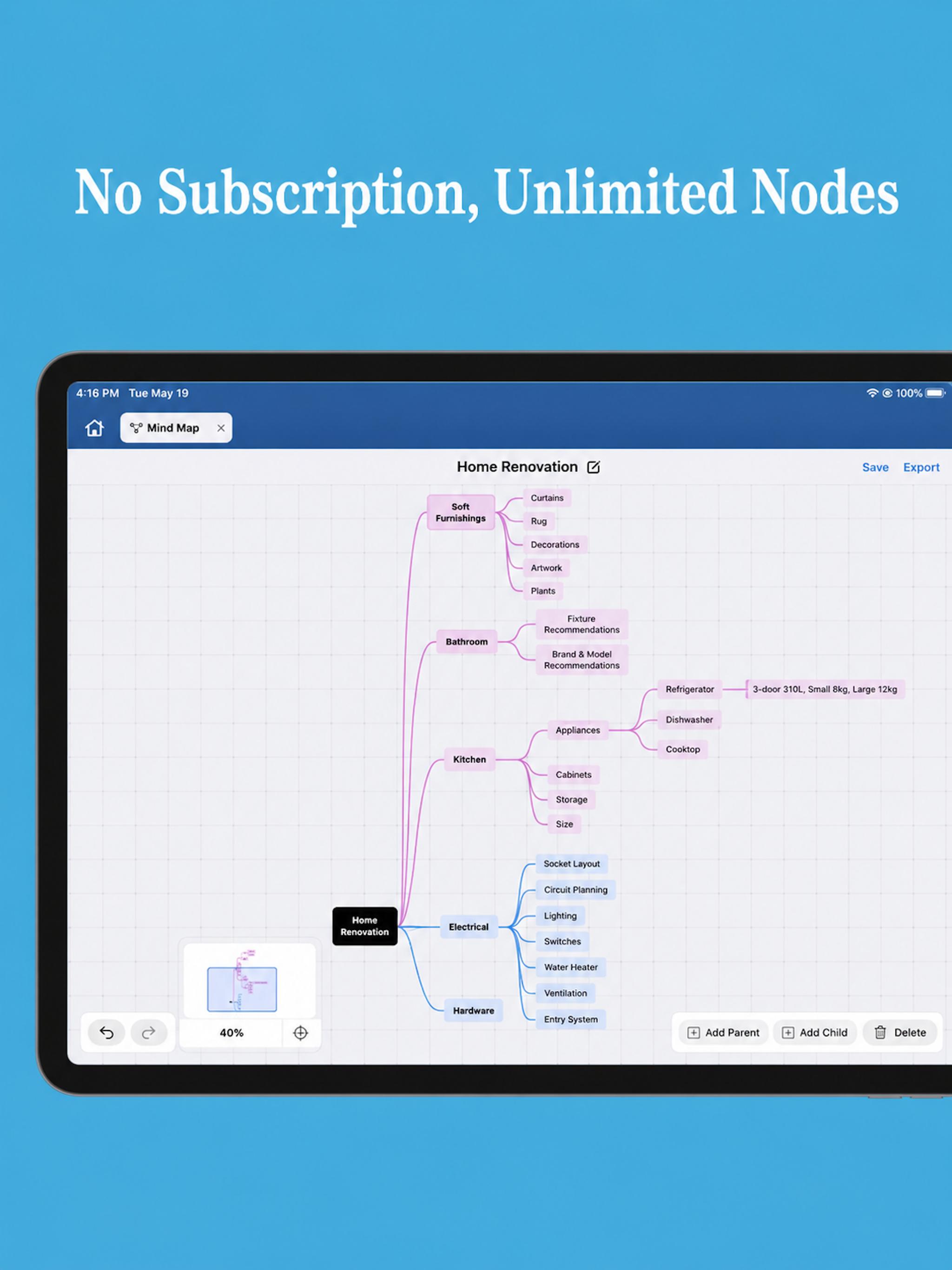 YouNote mind map screen